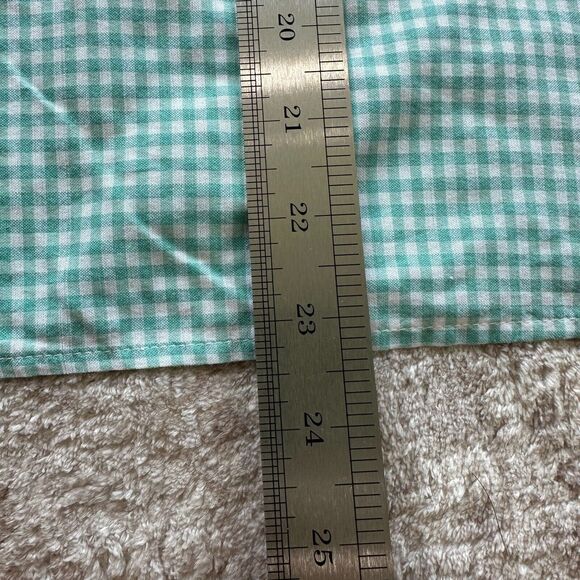 Blair Women's M Green White Checked Floral Embroidery Button Up Shirt - Picture 11 of 14